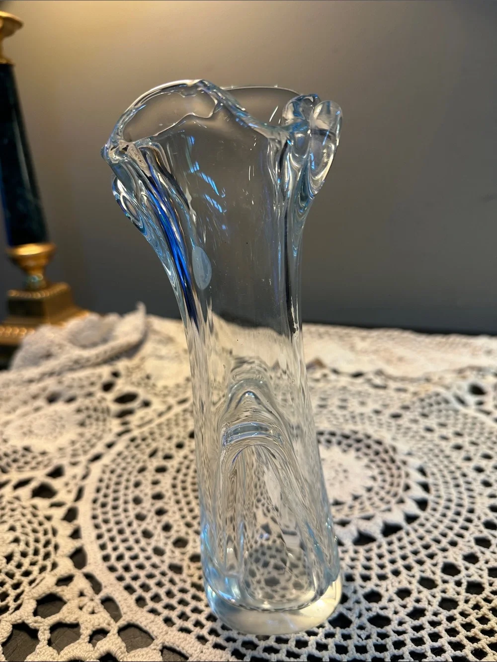Vintage Swung Clear Glass Decorative Bud Vase - Elegant Home Accent